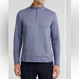 Robert Barakett Heathered Periwinkle Quarter-Zip Pullover vintage blue L new